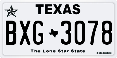 TX license plate BXG3078