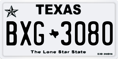 TX license plate BXG3080