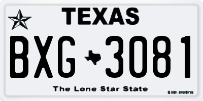TX license plate BXG3081