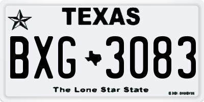 TX license plate BXG3083