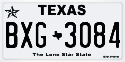 TX license plate BXG3084