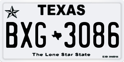 TX license plate BXG3086