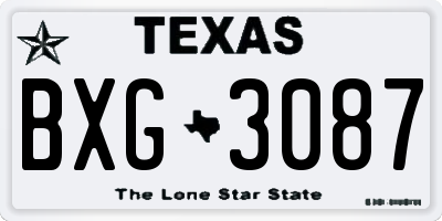 TX license plate BXG3087