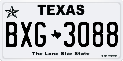 TX license plate BXG3088