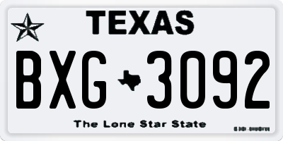 TX license plate BXG3092