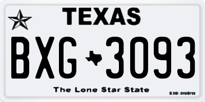 TX license plate BXG3093