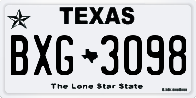 TX license plate BXG3098