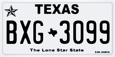 TX license plate BXG3099