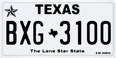TX license plate BXG3100