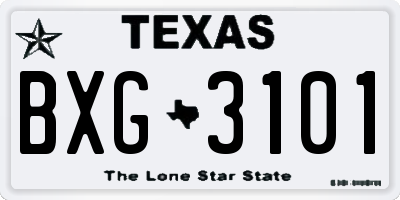 TX license plate BXG3101