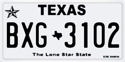 TX license plate BXG3102