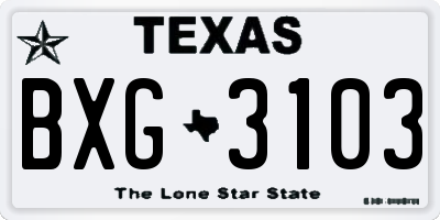 TX license plate BXG3103