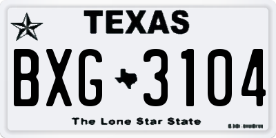 TX license plate BXG3104