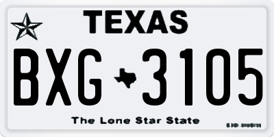 TX license plate BXG3105