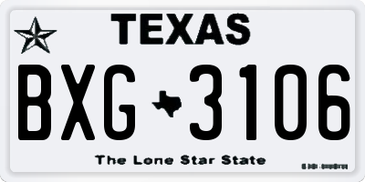 TX license plate BXG3106