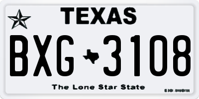TX license plate BXG3108