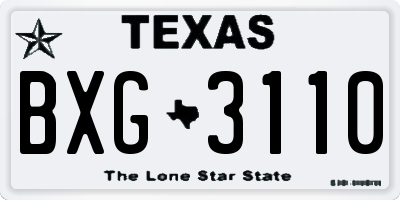 TX license plate BXG3110