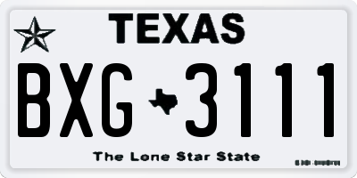 TX license plate BXG3111