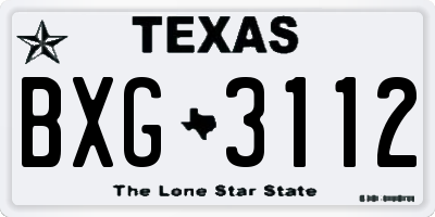 TX license plate BXG3112