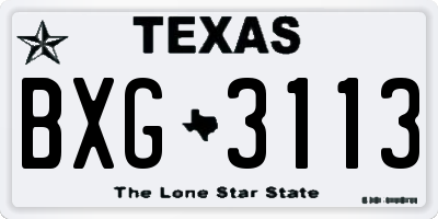 TX license plate BXG3113