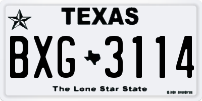 TX license plate BXG3114