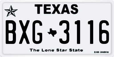 TX license plate BXG3116