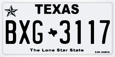 TX license plate BXG3117