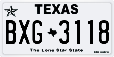 TX license plate BXG3118