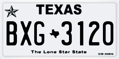 TX license plate BXG3120