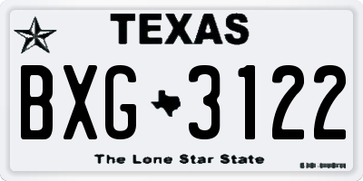 TX license plate BXG3122