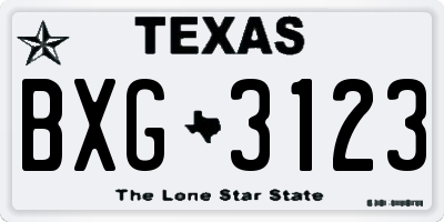 TX license plate BXG3123