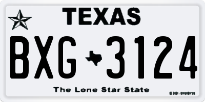 TX license plate BXG3124