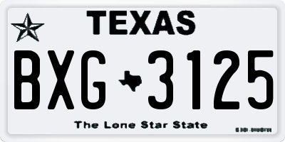 TX license plate BXG3125