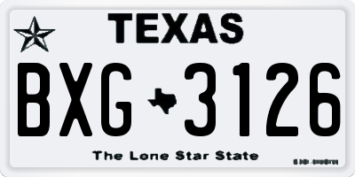 TX license plate BXG3126