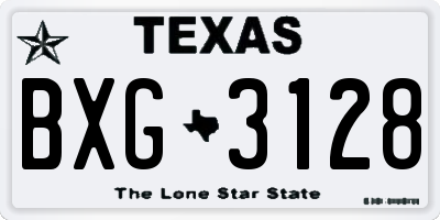 TX license plate BXG3128