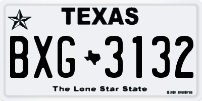 TX license plate BXG3132