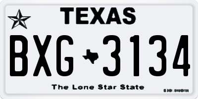TX license plate BXG3134