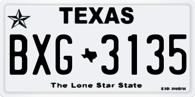 TX license plate BXG3135