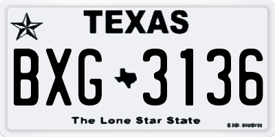 TX license plate BXG3136