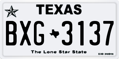 TX license plate BXG3137
