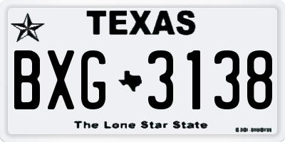 TX license plate BXG3138