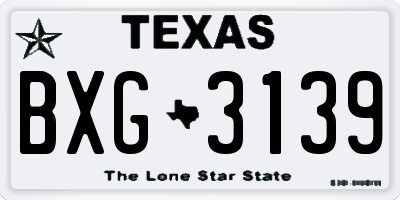 TX license plate BXG3139
