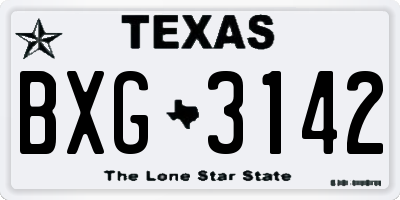 TX license plate BXG3142