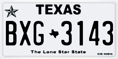 TX license plate BXG3143