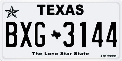 TX license plate BXG3144
