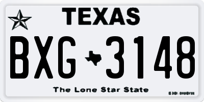 TX license plate BXG3148