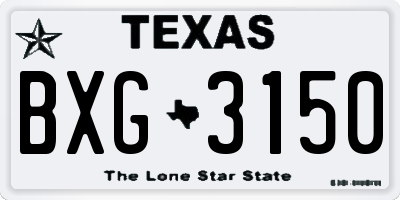 TX license plate BXG3150