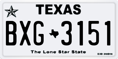 TX license plate BXG3151