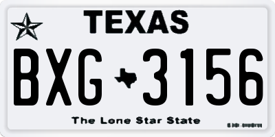 TX license plate BXG3156