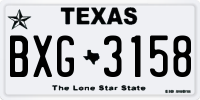 TX license plate BXG3158